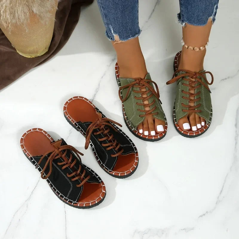 Catalina Lace Up Slides