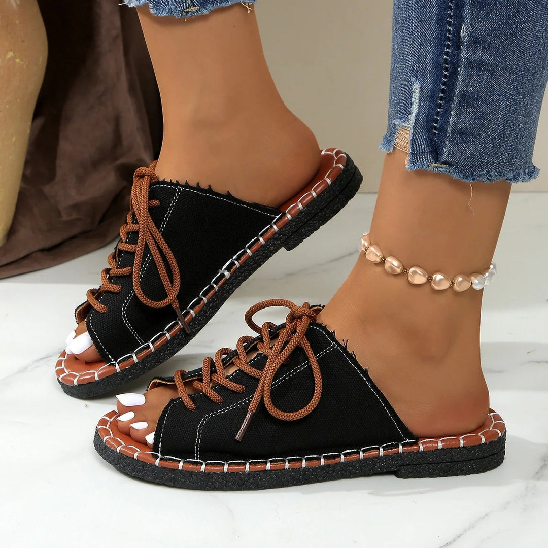 Catalina Lace Up Slides