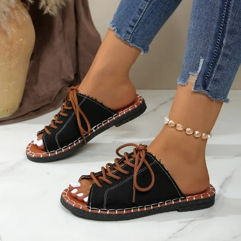 Catalina Lace Up Slides